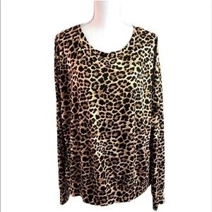 NWOT Socialite Leopard Print Long Sleeve Top Size L